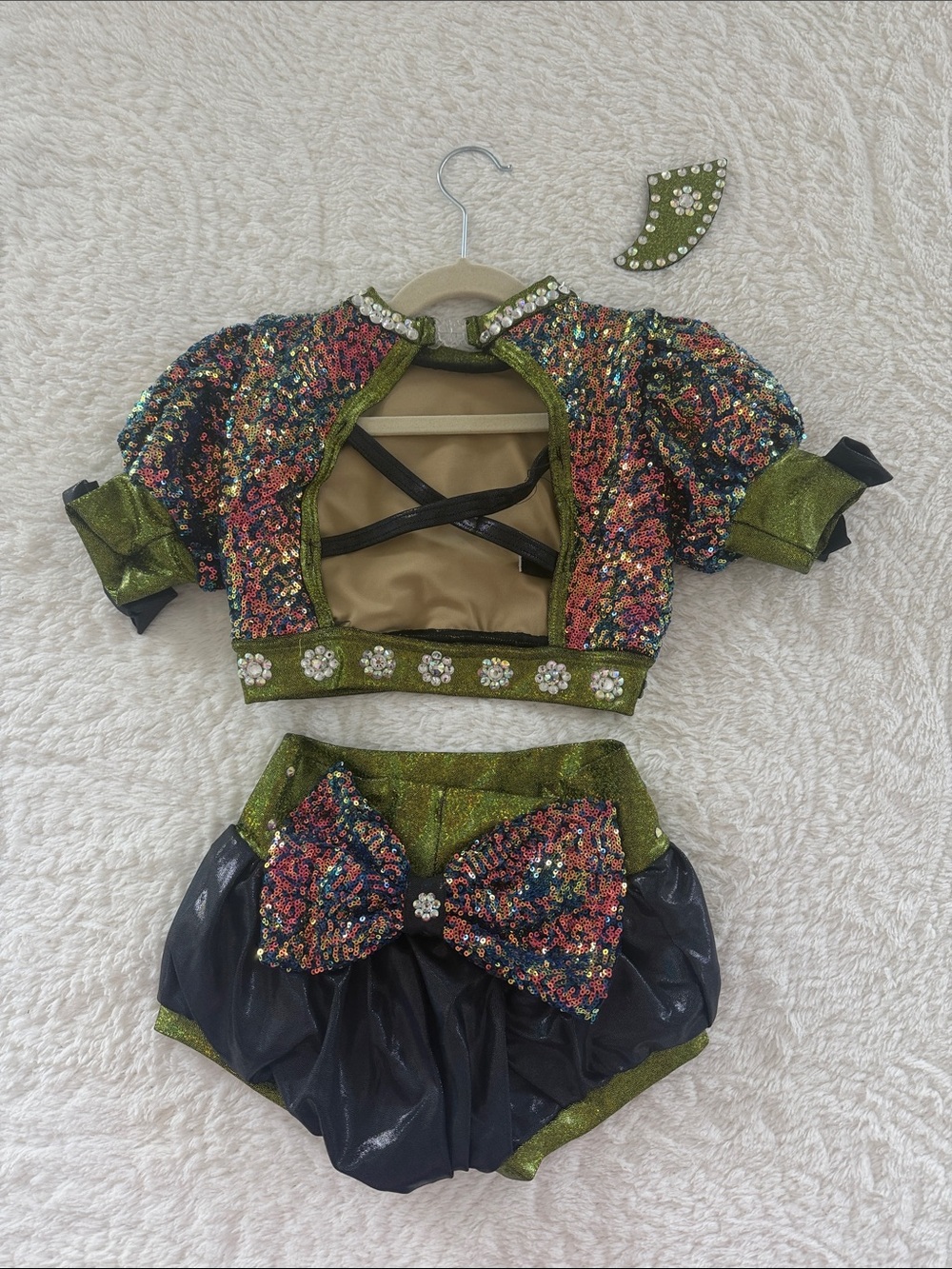 Sparkling Green & Multi Sequin Kids Costume Set - Picture 2 of 2